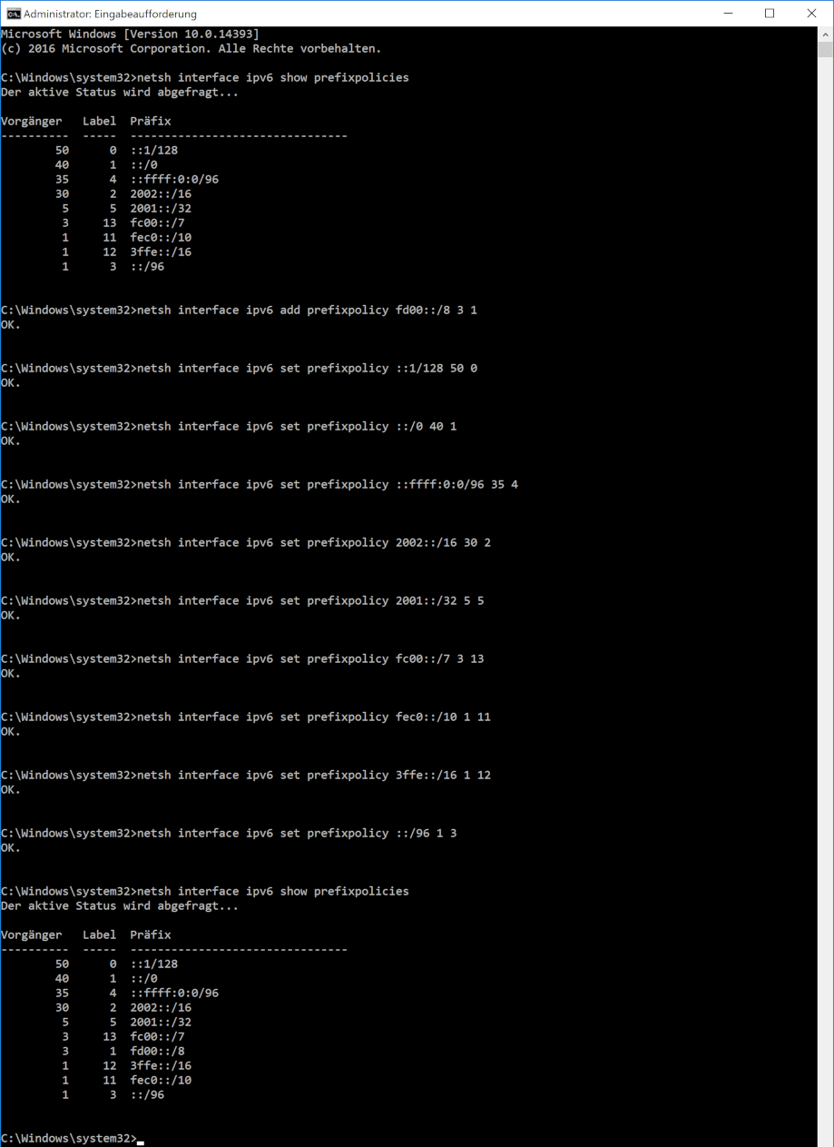 netsh interface ipv6