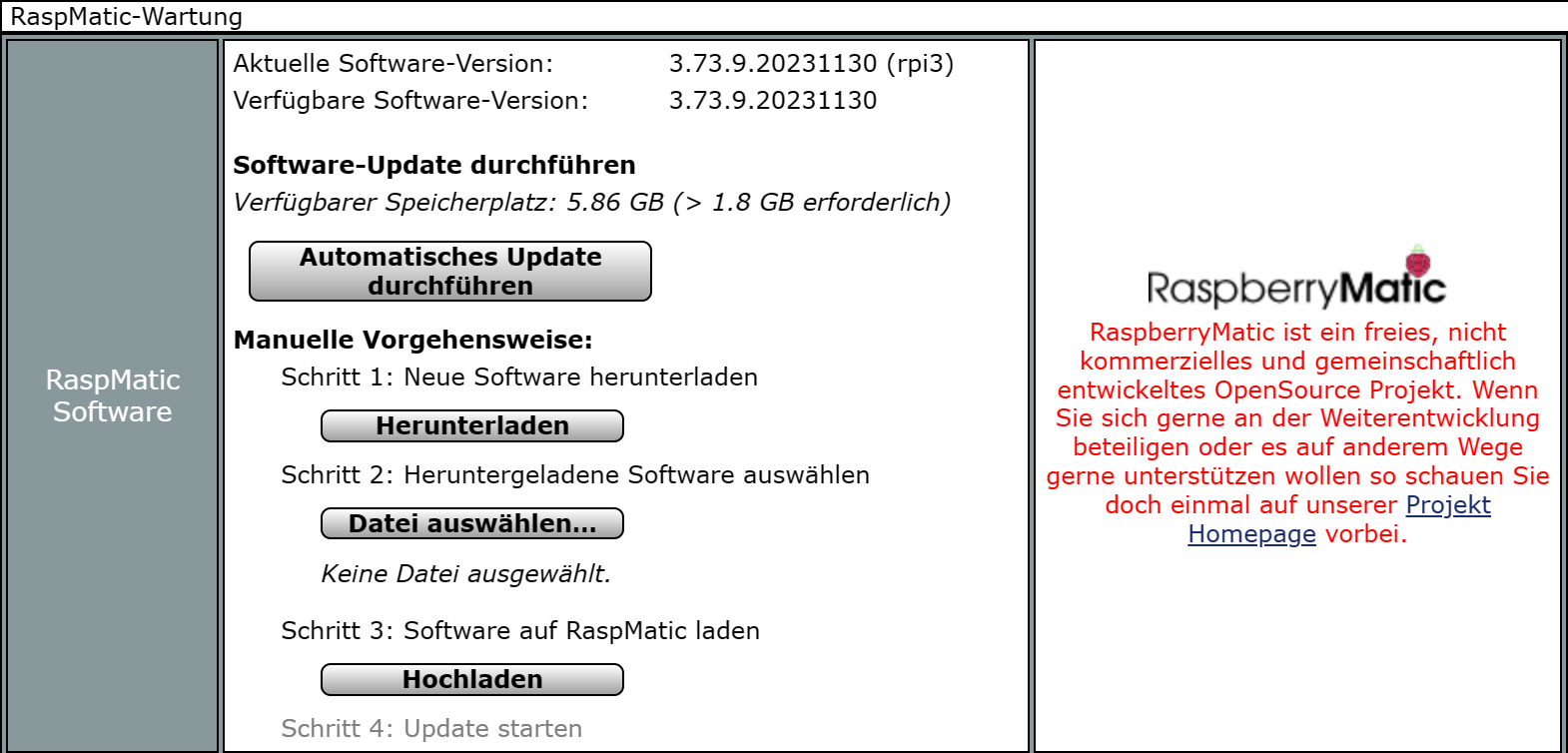 Verfügbarer Speicherplatz: 5.86 GB (> 1.8 GB erforderlich)