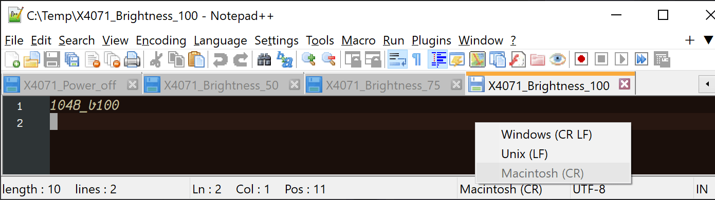 Nodepad++ Line Encoding